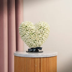 Elegant White Baby Rose in Heart Shape