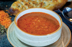Turkish lentil soup with rice, tomato and a mix of spices