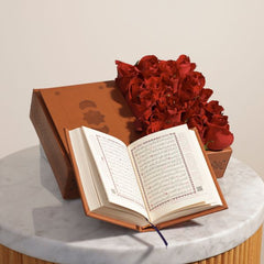 Floward Orange Holy Quran with Red Roses