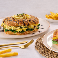 Turkish Stuffed Simit with Eggs & Cheese