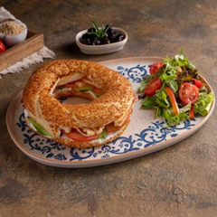 Turkish Stuffed Simit with Halloumi Cheese with Vegetables