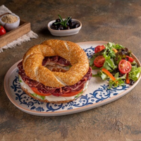 Turkish Stuffed Simit with Pastrami & Cheese