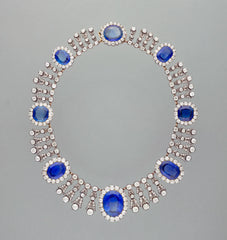 Royal Sapphire & Diamond Necklace - 7-Stone Elegance