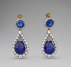 Sapphire Teardrop Diamond Earrings - Elegant Blue & Sparkle