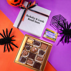 Dove Grey Leather 12 Pcs with Orange & Black Ribbon