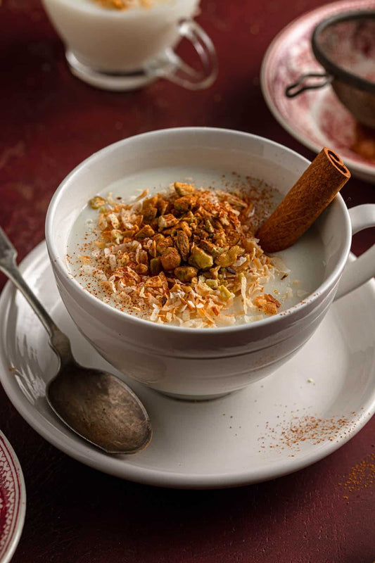Arabic Sahlab (Hot Milk with Rosewater & Nuts)