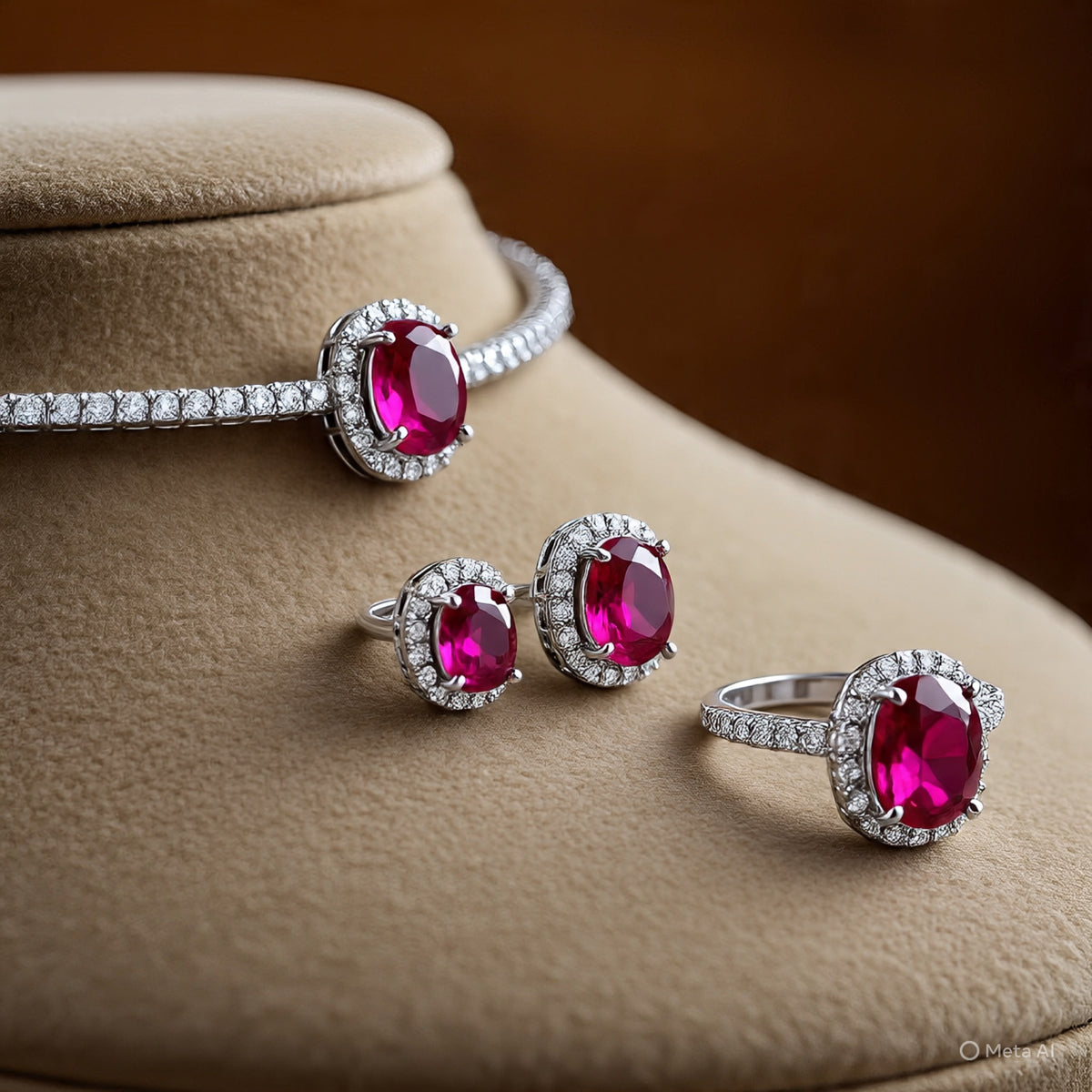 Berkeley & Lords Ruby Majesty Set (Necklace + Earrings + Ring)