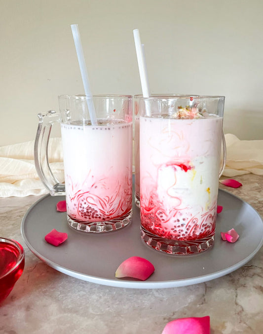Pakistani Falooda (Rose Milkshake with Vermicelli)
