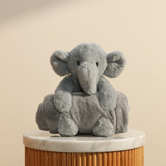 Berkeley Plush Grey Elephant Toy with Blanket Set