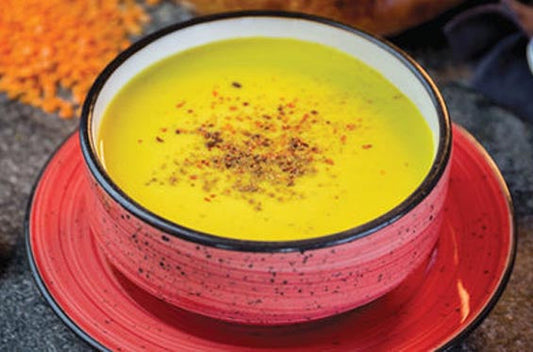 Turkish lentil soup with potatoes and turmeric