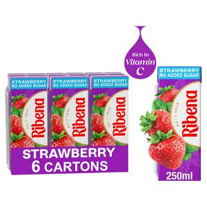 Ribena No Added Sugar Strawberry Juice Drink Cartons 6x250ml