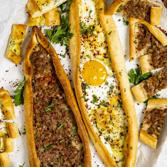 Turkish Pide with Pastirma & Cheese