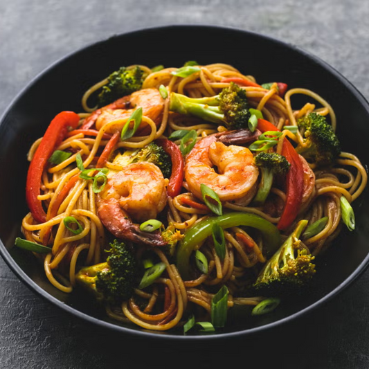 Chinese Shrimp Lo Mein with Broccoli