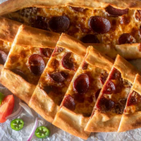 Turkish Pide with Sucuk & Cheese
