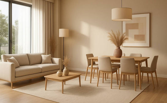 Sofa, Dining Chairs & Carpet