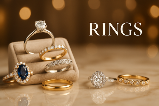 create a landscap image for Rings collection banner for Jewellery