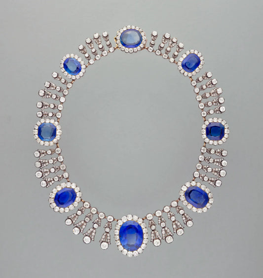 Royal Sapphire & Diamond Necklace - 7-Stone Elegance