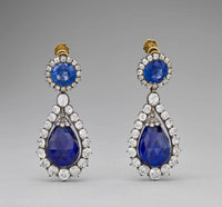 Sapphire Teardrop Diamond Earrings - Elegant Blue & Sparkle